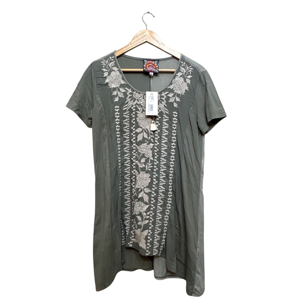 Johnny Was Olive Green Embroidered Tunic